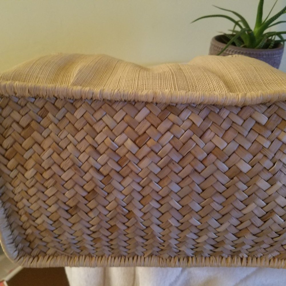New Lands' End Straw Pattern Tote Bag - Picture 6 of 10